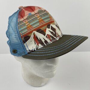Pistil Truckers SnapBack Hat Women’s Yellowstone Mountain Scene Cap Blue Gray